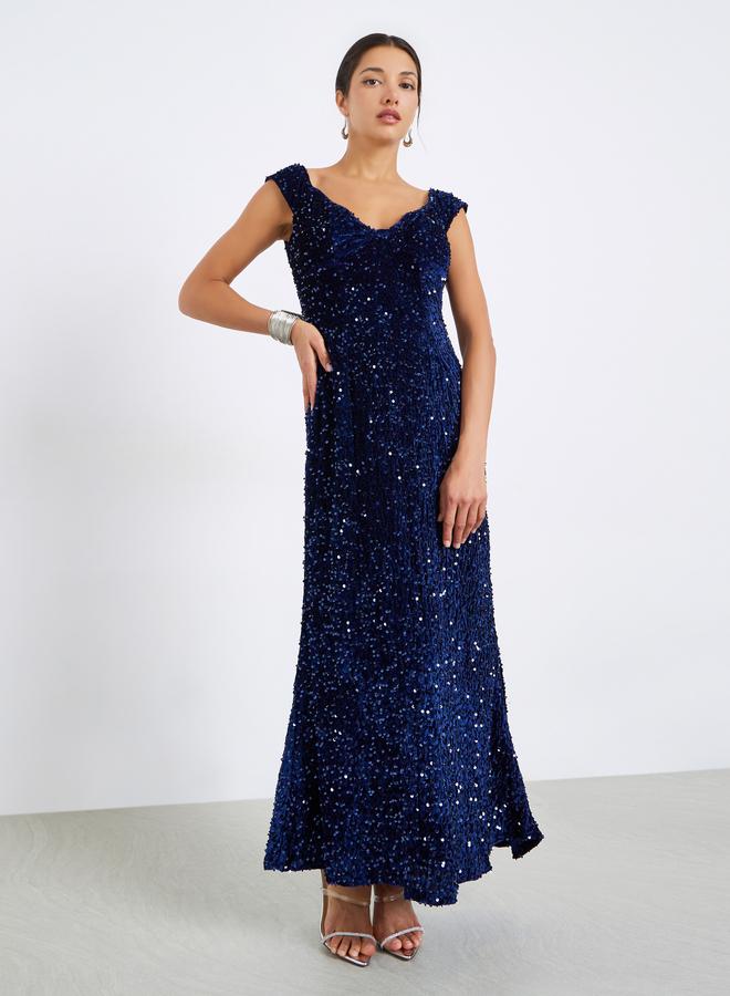 ستايلي فستان سهرة طويل بترتر بلا أكمام - Image 1